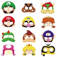 12pcs/Pack  Mixed Super Mario Bros Paper Mask Theme Kids Birthday Party Kids Toys Kids Favor