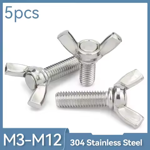 5pcs/lot M3 M4 M5 M6 M8 M10 M12 Butterfly Wing Bolts Hand Tighting Wing Head Thumb Screws 304 Stainl
