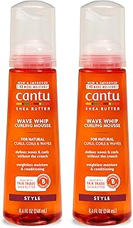 Cantu Wave Whip Curling Mousse for Natural Hair with Pure Shea Butter, 8.4 fl oz (Pack of 2) (Packag