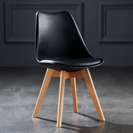 QUANU Bearing 200kg Creative Curvy Eames Chair With PU Leather Material & Solid Wood Leg Transparent