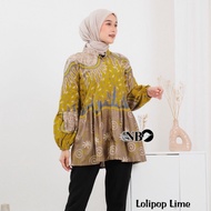 Baju Batik Wanita Modern Terbaru 2024 Blouse Batik Wanita Kantor Lengan Panjang Balon besar size M L