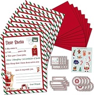 Letter to Santa Kit 8 Sets - 5X 7”Fill in The Blank Cards with Red Envelopes/Stickers/Seals/Address 