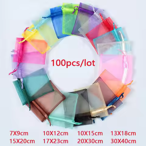 Organza Bag 100pcs/lot 7x9 9x12 10x15 15x20 20x30 Organza Gift Bags For Wedding Small Organza Bags D