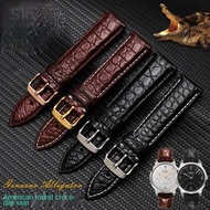 Crocodile Grain Genuine Leather Watch Strap for Men, Compatible with Mido/Tissot/Longines, 20/22mm, 