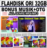 Flashdisk 32GB dengan bonus otg plus bonus musik mp4/mp3 lagu minang  sholawat dangdut pop all genre