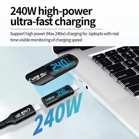 LCD Digital DC 0-36V USB4.0 Current Voltage Power Tester TYPE C Male To Type-C Female PD 240W USB4.0