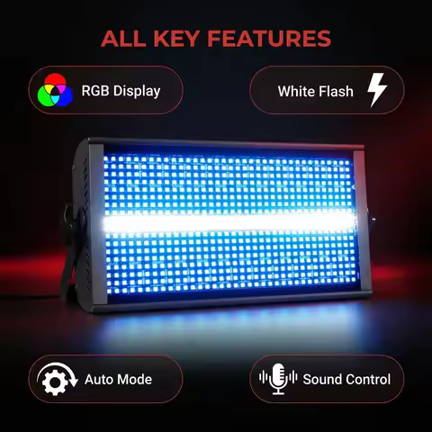 200W LED RGBW 4in1 48 Zone Strobe Light White 8000K DMX Super Bright Dj Wall Washer Bar Strobe Light