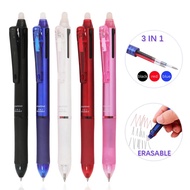 3 Dalam 1 Multicolor Boleh Padam Gel Pen 0.5mm Warna Dakwat Pen Ajaib Pejabat Sekolah Alat Tulis Ala