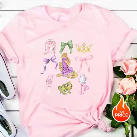 Aesthetic Tangled T-shirt Rapunzel Shirt Chasing Dreams Shirts Pascal Tee Harajuku Short Sleeves Top