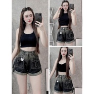 ELWYN women's denimShorts, women's jeans with high-waist box pockets, flattering blue color 12031