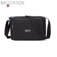 MC3 BAGSTATIONZ Crinkled Nylon Multi-Compartment Sling Bag (Black/Maroon/Navy Blue/Pink)