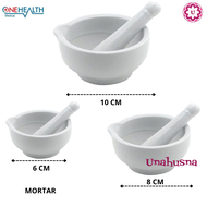 Penumbuk Tumbukan Obat Mortar Stamper Lumpang Ulekan Obat Puyer Racik Obat Keramik Onehealth 10 cm