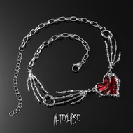 Alteclipse Bloody Red Skeleton Heart Necklace – N32 Gothic Grunge Pendant Jewelry / Alteclipse Blood