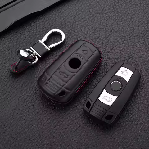 New 4D Genuine Leather Key Case Cover Holder Pocket For BMW 1 3 5 6 7 SERIES E90 E92 E93 E60 X1 X5 X