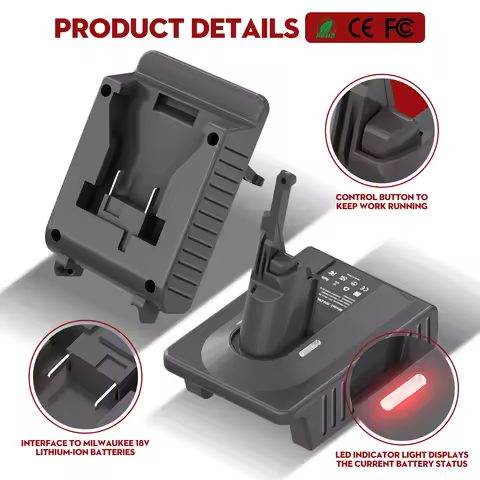 Bonacell Battery Adapter For Milwaukee M18 18V Battery to Dyson V7/V8 Adapter with Dyson V7/V8 Serie
