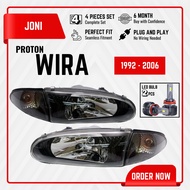 HEAD LAMP PROTON WIRA SATRIA PUTRA ARENA CRYSTAL BLACK SET MATERIAL GLASS KACA LAMPU BESAR DEPAN