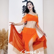 Orange Fringe Mesh Dance Outfit for Belly Dancing