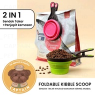 FOLDABLE SCOOP FOR CAT AND DOG KIBBLE FOOD WITH CLAMP HOLDER
