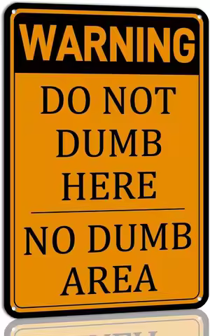 Funny Sarcastic Sign Warning Do Not Dumb Here No Dumb Area Metal Tin Sign for Garage Man Cave Bar Cl
