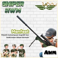 READY STOK AWM Mainan Tembakan Sniper AWM KAR 98K Peluru Busa Anak Laki Cowok Gel BLaster Manual