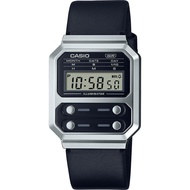 Casio Digital นาฬิกาข้อมือผู้หญิง สายหนังแท้ รุ่น A100WEL-1A ของแท้ประกันศูนย์ CMG