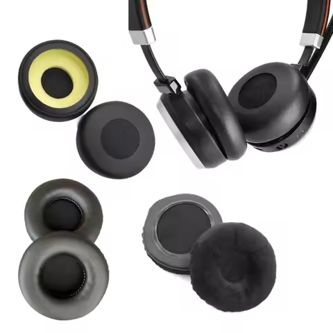 1Pair Leather Ear Pads Cushion Cover Earpads Replacement for Jabra Evolve 20 20se 30 30II 40 65 65+ 