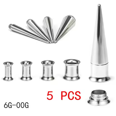 6G-00G 2 in 1 Set Ear Gauges Plugs Tunnels Taper Earrings Stretching Expander Kit Set for Women Men