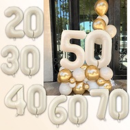 Cream Color Balloon Number Standee Balloons Set Adults 30 40 50 60th Birthday Party Decorations