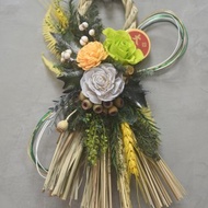 黃綠色系祈福注連繩 無限八字繩結 日式注連繩