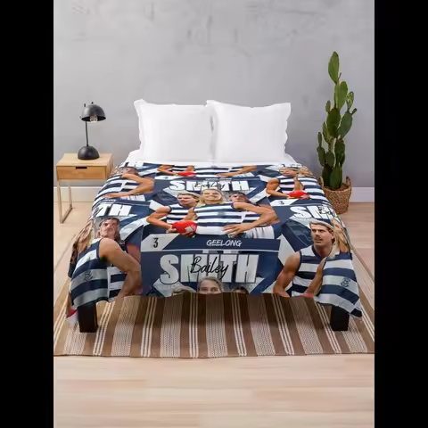 Bailey Smith Geelong Football Club AFL Aussie Rules Footy Throw Blanket Soft Cozy Team Spirit Home T