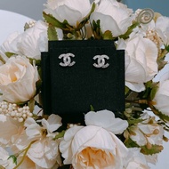 TW4570 Chanel 香奈兒經典迷你小cc耳環 銀色拼水鑽 Classic CC Logo 1.2cm Earrings Crystal x PHW