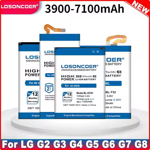 7100mAh Battery For LG G2 G3 G4 G5 G6 G7 Battery G7+ G7ThinQ LM G710 LMG820QM7 G600L G600S H868 VS99
