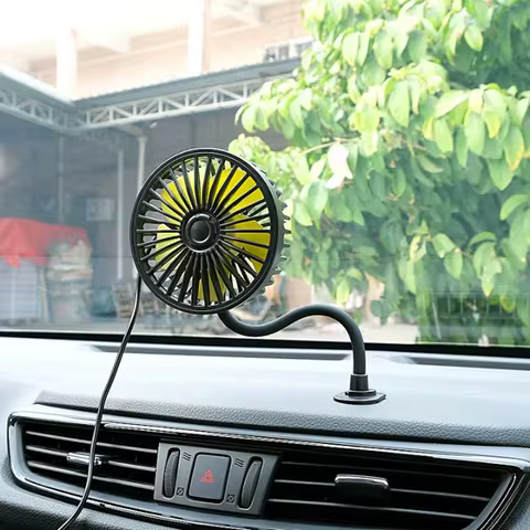 USB Car Electric Fan Strong Wind 3-Speed Cooling Fan for Rear Seat Passenger Portable 360 Degree Rot