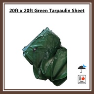 20' x 20' Dark Green Tarpaulin Sheet | Waterproff Heat Resistant Outdoor Canvas | Canopy | Cloth | Kanvas Tebal Hijau