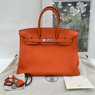 Hermes 愛馬仕Birkin 35，愛馬仕橙色，銀扣，T刻 有購證