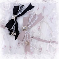 Japanese Lolita Lace Pearl Bow Headband Lolita Hair Accessories
