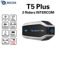 TNICER T5Plus Motorcycle Bluetooth Headset 2-people Intercom 1000m Simultaneous intercom and music l