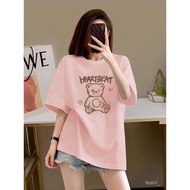 Pure Cotton Can't Pill Short-Sleeved Top Plus Size T-Shirt Women Printed Korean Version Summer A0