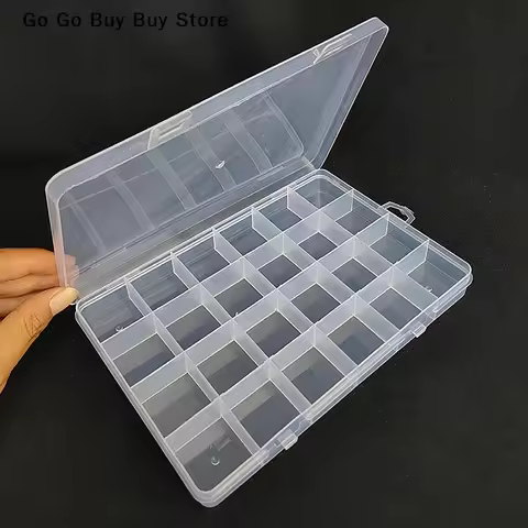 24Grids Transparent Plastic Organizer Box Jewelry Beads Storage Container DIY Crafts Earring Beads J