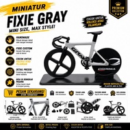 GRAY fixie miniature (velg wheel hubcap + 3 spokes) diecast