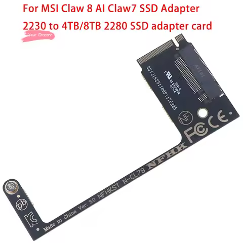 MSI Claw 8 AI+ Claw7 Handheld SSD Adapter Conversion 2230 to 2280 4T M2 NVME Riser Card SSD Expansio