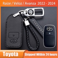 For Toyota Raize 2022 - 2024 Veloz 2022 - 2024 Avanza 2022 - 2024 Keyless Key Case Cover Leather Keychain Accessories