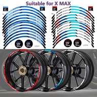 Reflective Motorcycle Wheel Sticker Hub Decals Rim Stripe Tape For Yamaha Xmax Xmax 125 250 300 Accessories (Front 15in Rear:14inch)