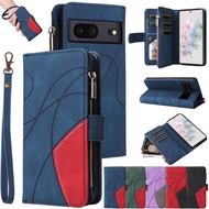 For Google Pixel 9 8 7 6 Pro 8A 7A Zip Case Shockproof Leather Wallet Flip Cover