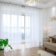 White Sheer Curtain Yarn Curtains for Sliding Door Window Panel Transparent Curtains Ring/Hook/Rod Pocket Custom Free
