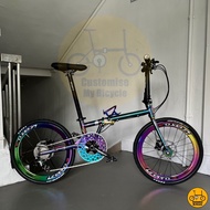 Fnhon Gust 22” 451 • 10 Gears Shimano • Litepro Aero • Aurora Oil Slick • Foldable Folding Foldie Fold Bike Bicycle •