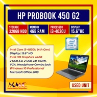 LAPTOP HP PROBOOK 450 G2 15.6" INTEL CORE i3 4TH GEN - 4GB RAM - 320GB HDD STORAGE WINDOWS 10 PRO