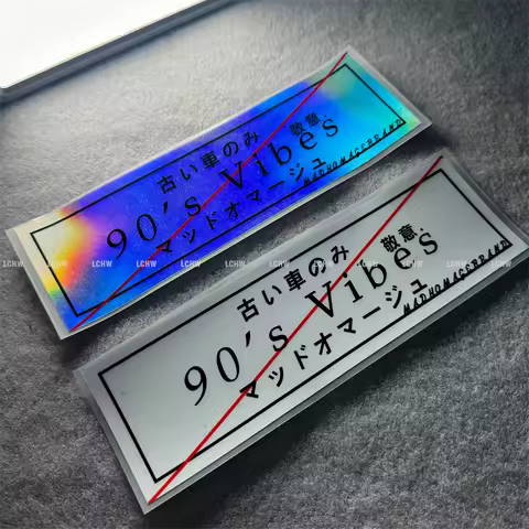 Car Stickers Creative Text Japanese 90s Vibes Decal Motor Helmet Cycling Race Auto Window Body Graph