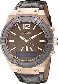 GUESS Men's Stainless Steel Connect Smart Watch - Amazon Alexa, iOS and Android Compatible iOS and Android Compatible, Color: Brown (Model: C0001G2)