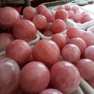 Kaoru Shina Natural Pink Crystal Ball 7.5-10cm|Madagascar Crystal|With Base|Desktop Decoration|Offic